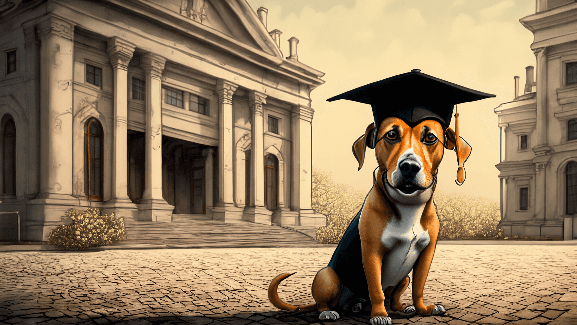 smart dog graduating from college
